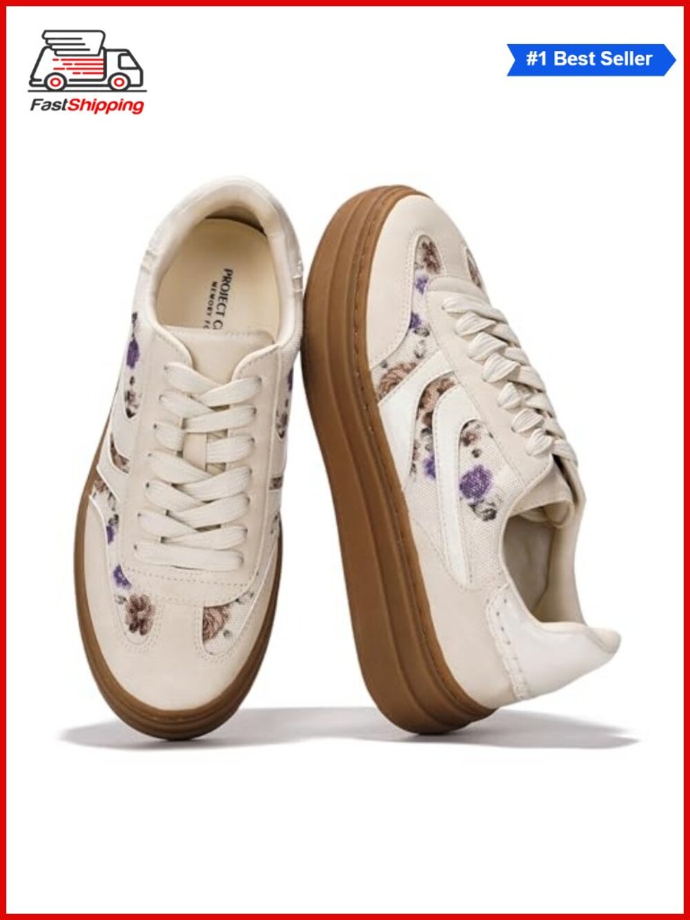 Womens Platform Sneakers Lace-Up Memory Foam Chunky Casual Shoes